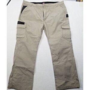 Dickies Men's 44x32 Relaxed Fit Tan Cargo Pants Straight Leg Workwear canvas